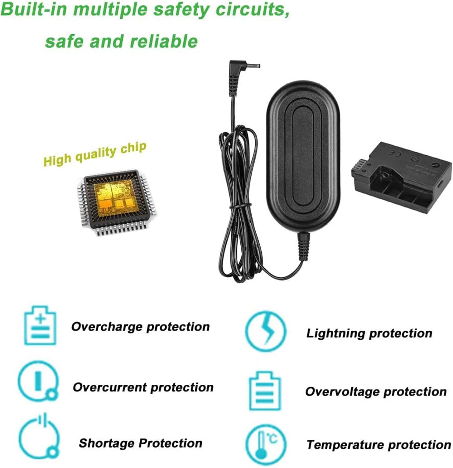TKDY ACK-E8 Replacement AC Power Adapter Supply DR-E8 DC Coupler Charger Kit for Canon EOS Rebel T5i T4i T3i T2i Kiss X6 X5 X4 700D 650D 600D 550D - Image 3