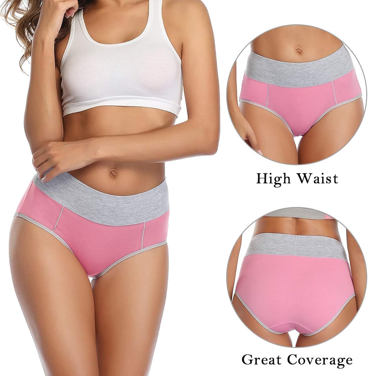 wirarpa Women's Cotton Underwear High Waist Stretch Briefs Soft Underpants Breathable Ladies Panties 4 Pack at  Women’s Clothing store