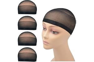 4 Pcs Wig Caps Stretchy Nylon Wig Stocking Caps for Women Men Kids (Nylon Wig Cap, Black)