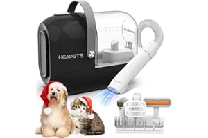 HEAPETS Dog Grooming Kit & Vacuum, 3L Pet Grooming Vacuum 99% Pet Hair Suction, 7 Pet Grooming Tools, 5 Combs, Pet Vacuum Groomer with Hair Roller, Massage Nozzle for Shedding Dogs Cats