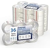 Lifetime Supplies 36 Rolls [Upgraded] Clear Premium Packing Tape, 65 Yards, 2.2 mil, Heavy Duty Packaging Tape for Shipping, Moving, Sealing - Stronger & Thicker