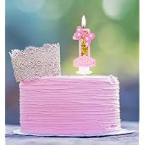 Amazon.com: EAKE Number 1 Candle for First Birthday Cakes Girl 3D ...