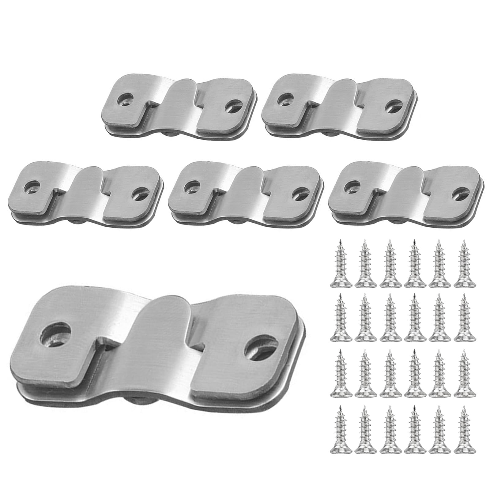 Flush Concealed Mount Brackets, 12 Pcs Heavy Duty Headboard Wall Mirror Fixings Brackets Stainless Steel Interlock Hanging Buckle for Picture