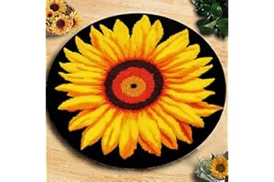 YAKOLECI Latch Hook Kits for Adults, Color Printed DIY Rug Crafts Arts Carpet for Home Decoration Festival Gift 20''X20''(Sunflower)