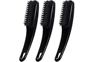 3 Packs Handle Grip Fingernail Brush, Ooloveminso Hand Nail Cleaning Brushes for Toes and Nails Cleaner, Soft Stiff Bristles Scrubber Tools for Men and Women, Black