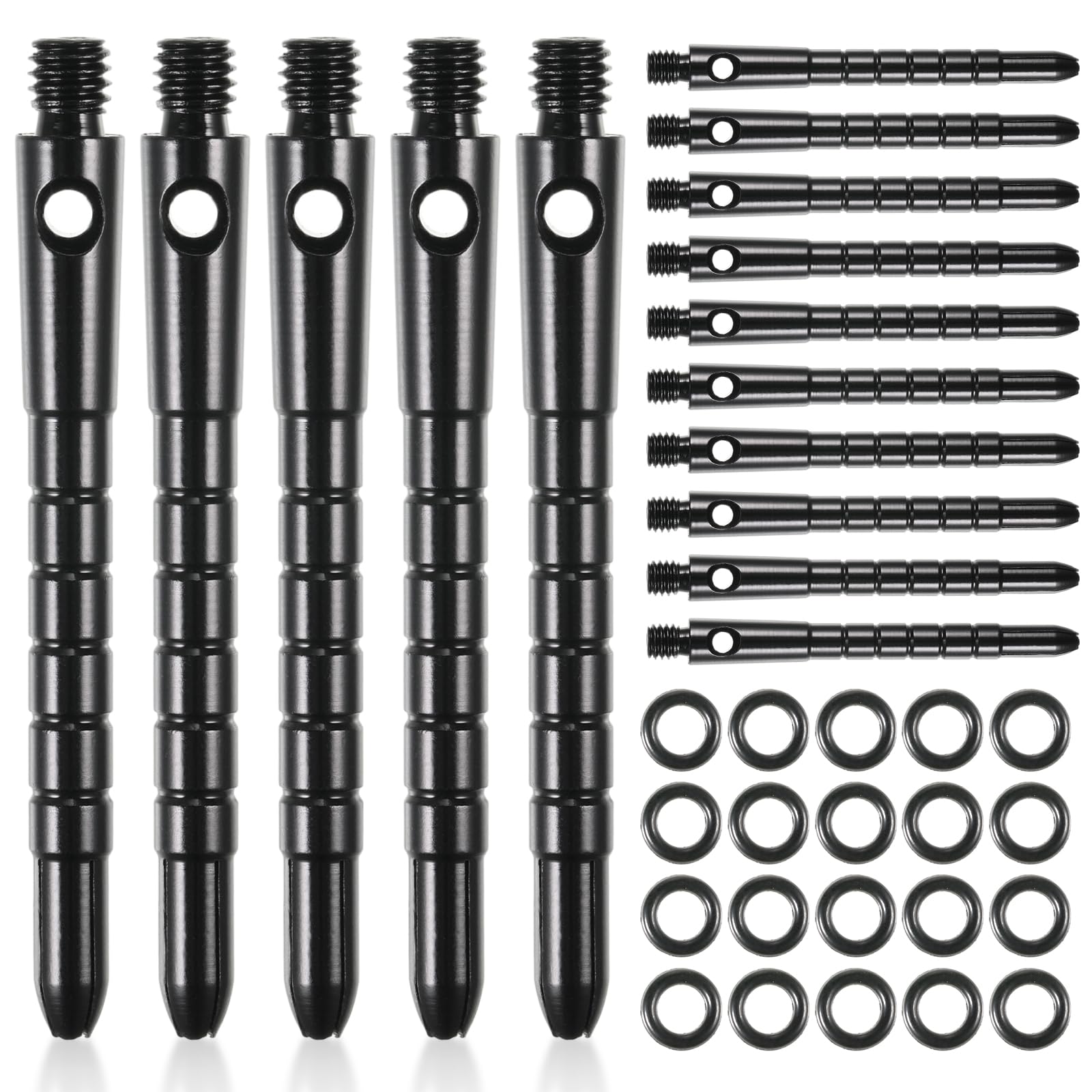 YUFFQOPC Dart Shafts Darts Stems, 53mm Long Metal Dart Stems Darts Accessories Kit, Aluminium Dart Stems with Dart Washers 15+20 (Black)