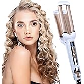 Crimper Hair Iron, Ceramic Hair Crimper Hair Waver 3 Barrel Curling Iron 0.6 inch / 16mm Perm Instant Curls,Hair Crimper and Wavers, Valentines Mothers Day Gifts for Women (Champagne)