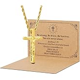DS Christian Cross Necklace for Men Women-18K Gold Stainless Steel Crucifix Necklaces with Inspirational Bible Verse Religious Gift for Prayer Faith Jesus/God-Catholic Christian Pendant Jewelry