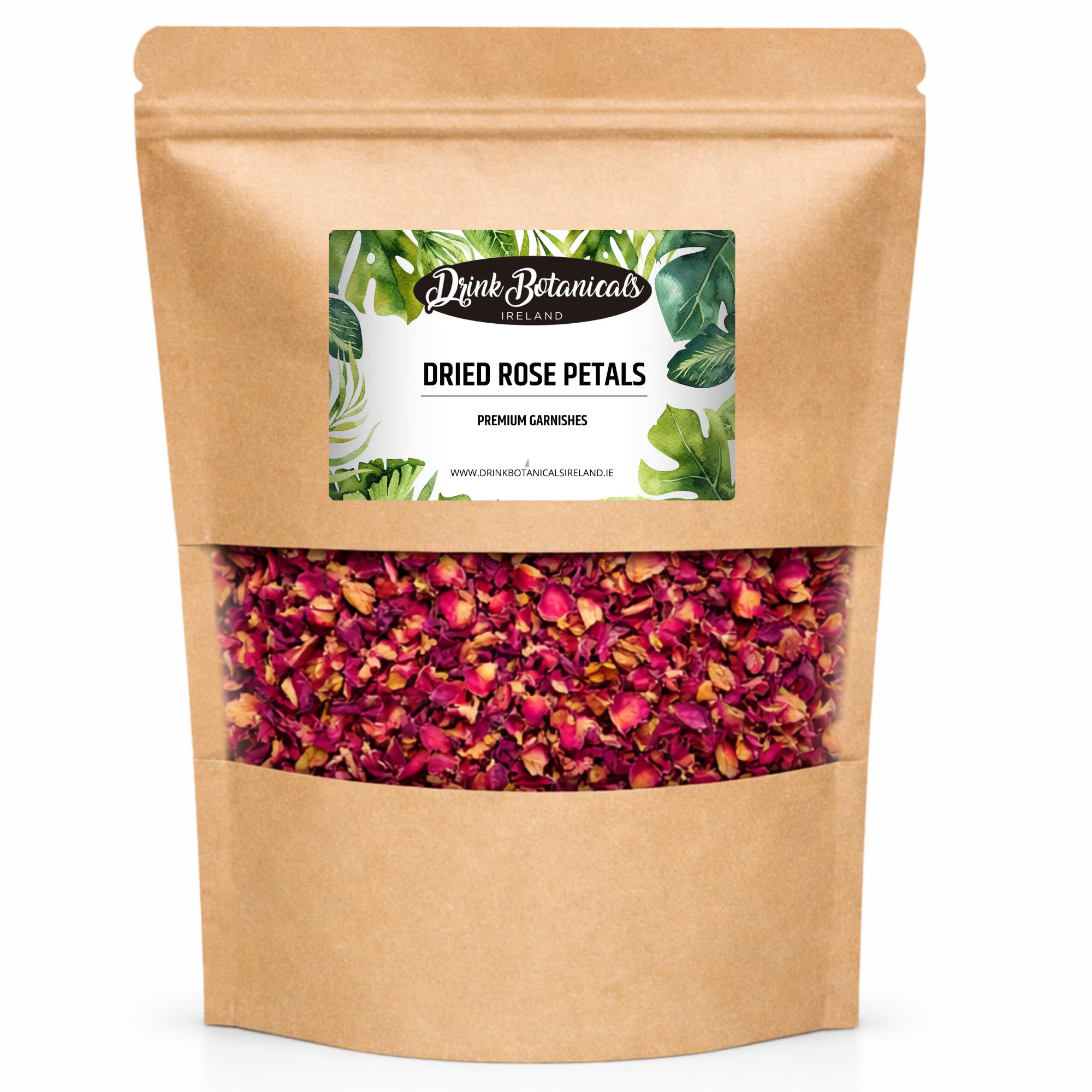 Drink Botanicals Ireland Edible Natural Dried Rose Petals | Eco Conscious | Non GMO | 100% Natural Dry Roses Petals For Cocktail Flowers, Mocktail, Decorations, Confetti, Soap Making & Tea (100 Grams)