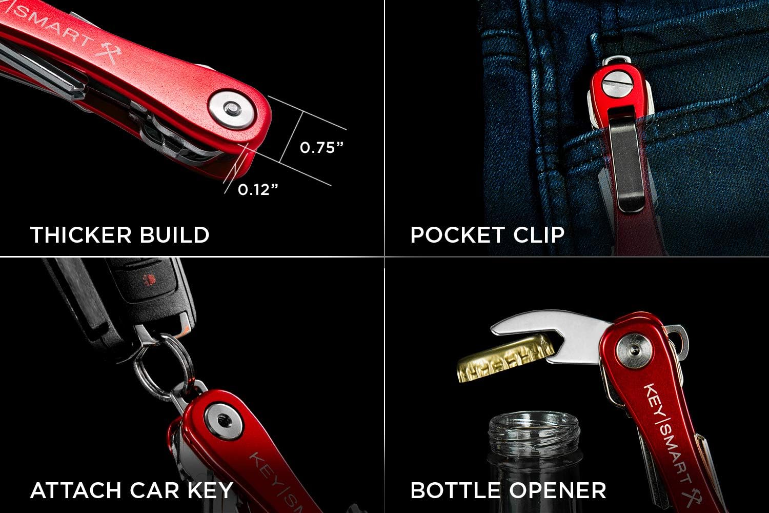 KeySmart Rugged MultiTool Key Holder with Bottle Opener and Pocket