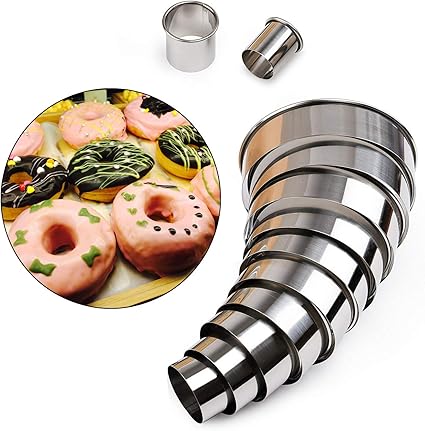 Amazon Betterjonny 丸型クッキー型ビスケットカッターセット 円形ペストリー ドーナツ型ドーナツ型カッターセット ラウンドクッキー カッター 円形ベーキングメタルリング型 Betterjonny クッキー型