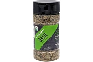 FreshJax Organic Basil Leaves (1.6 oz BPA-FREE Bottle) Non GMO, Gluten Free, Kosher, Keto, Paleo, No Preservatives Dried Basil Leaves | Handcrafted in Handcrafted in Jacksonville