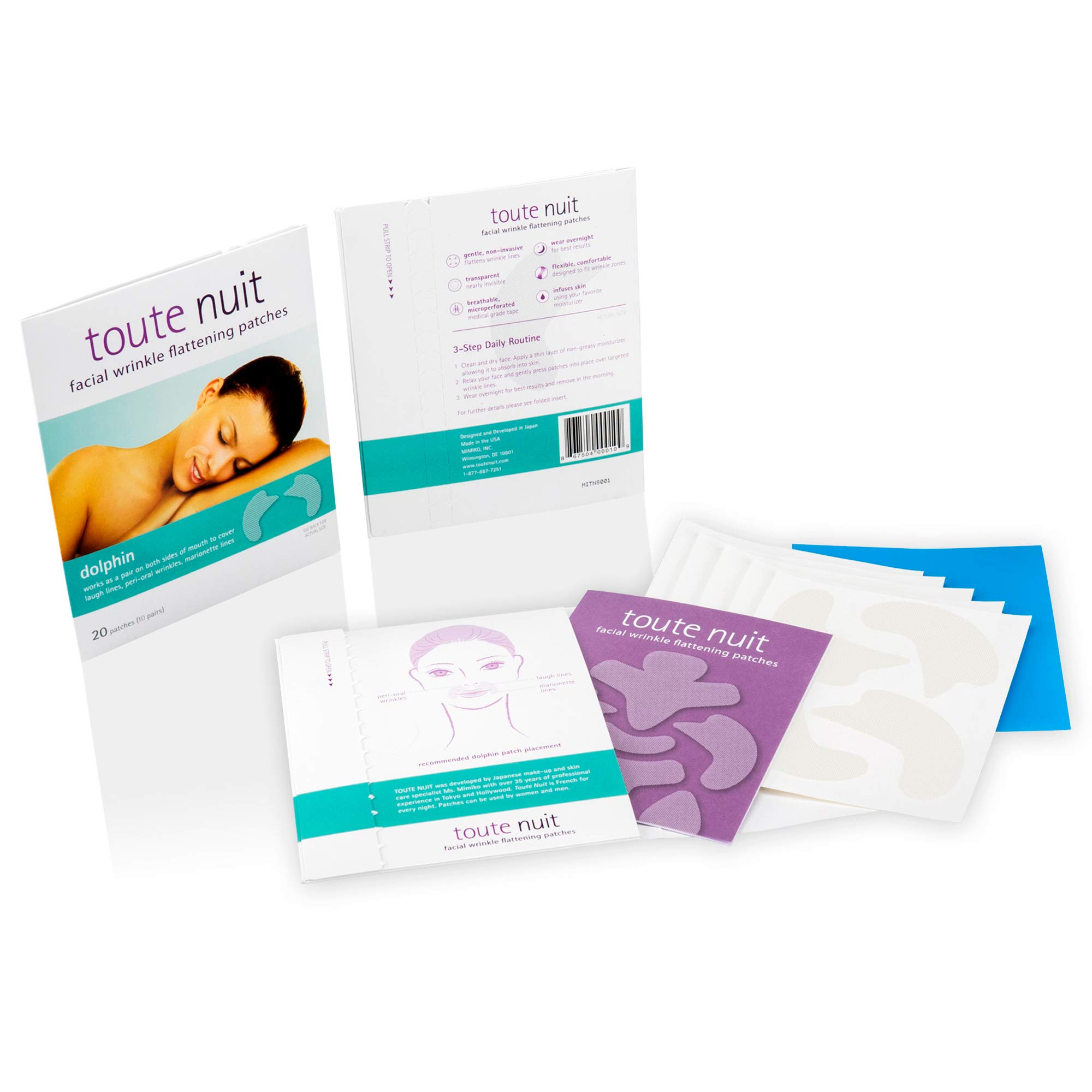 Toute Nuit Wrinkle Patches, Face Tape, Dolphin - Full Coverage Around Mouth - 20 Patches