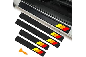MOCHENT Tricolor Door Sill Protectors for Toyota Tacoma TRD 4Runner Tundra Rav4 Highlander Accessories, Carbon Fiber Front/Rear Door Sill Plate Guard, Retro Stripe Door Entry Guard Stickers(4 Pcs)