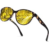 LVIOE Night Vision Glasses for Driving Women Men Yellow Glasses for Night Driving Anti Glare Polarized N8091