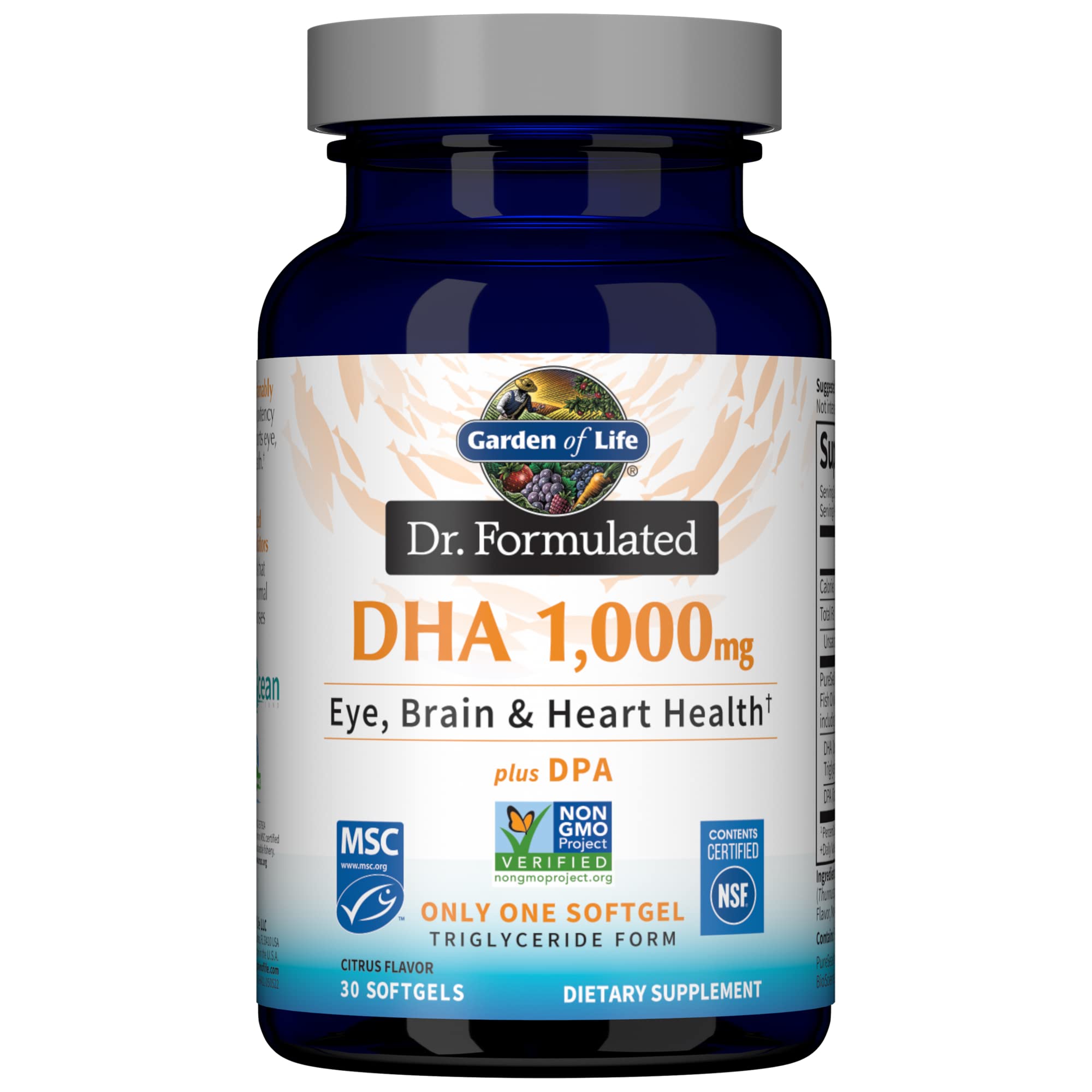 Garden of Life Dr. Formulated DHA, 1000mg (Citrus) - 30 softgels