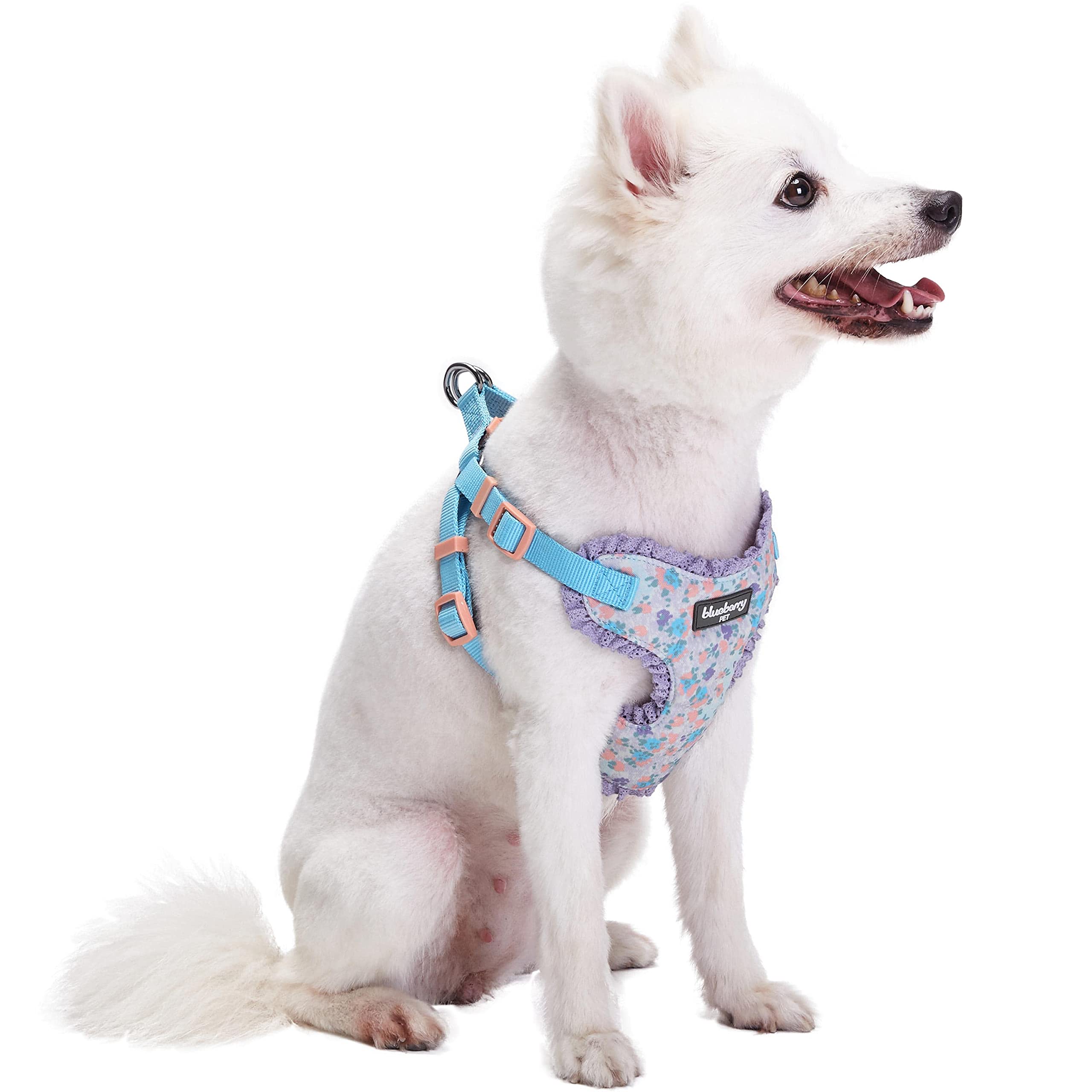 Blueberry Pet 5 Patterns Soft & Comfy Spring Made Well Lovely Floral No Pull Mesh Dog Harness Vest in Lavender, Chest Girth 45cm-53.5cm, Neck 42cm-50.5cm, Small, Adjustable Harnesses for Dogs