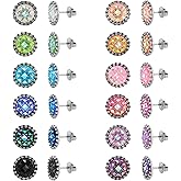 JMTOBETOP Stainless Steel Round Druzy Multi Colored Stud Earring Set for Men Women Surgical Steel Faux Druzy Stud Earrings 12 Pairs