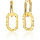Aprilery Chain Dangle Earrings for Women, Trendy Two Tone Statement Earrings Lightweight Hypoallergenic Jewelry for Her