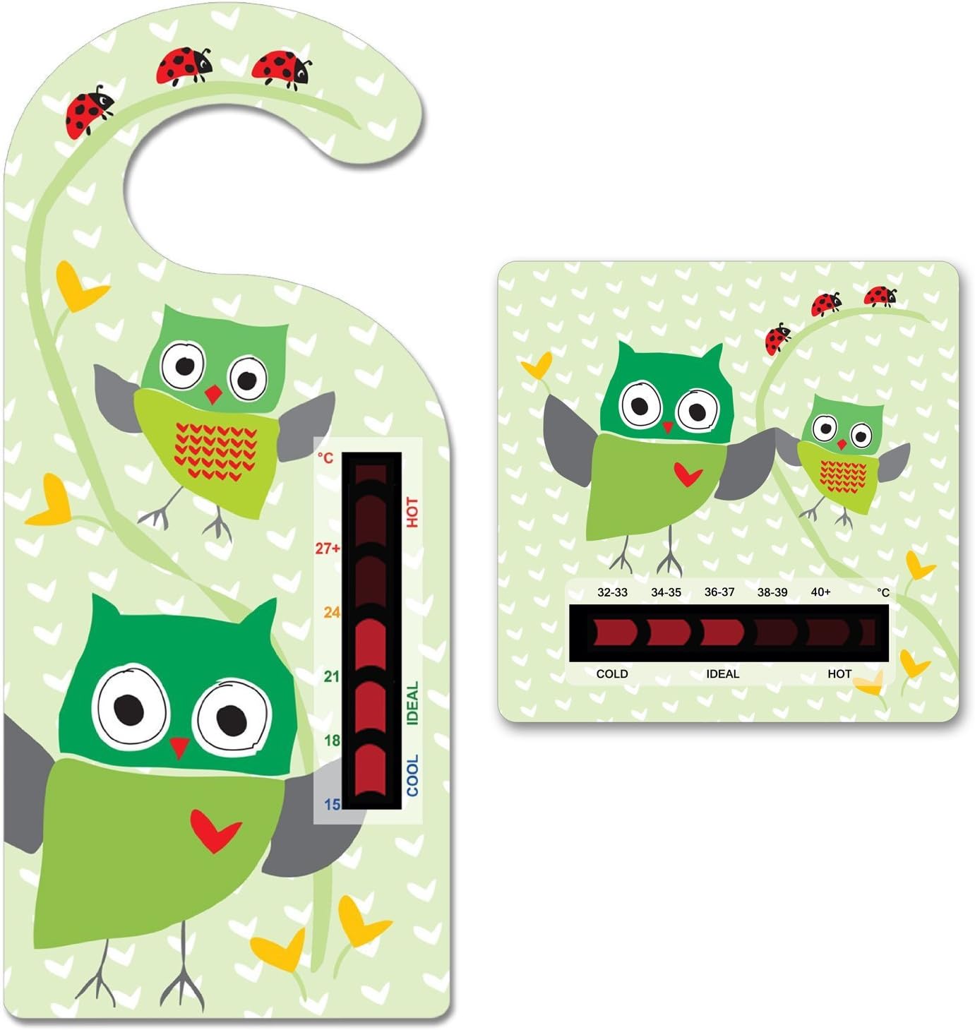 Baby Owl Room Thermometer Hanger and Owl Bath Thermometer Liquid Crystal Technology
