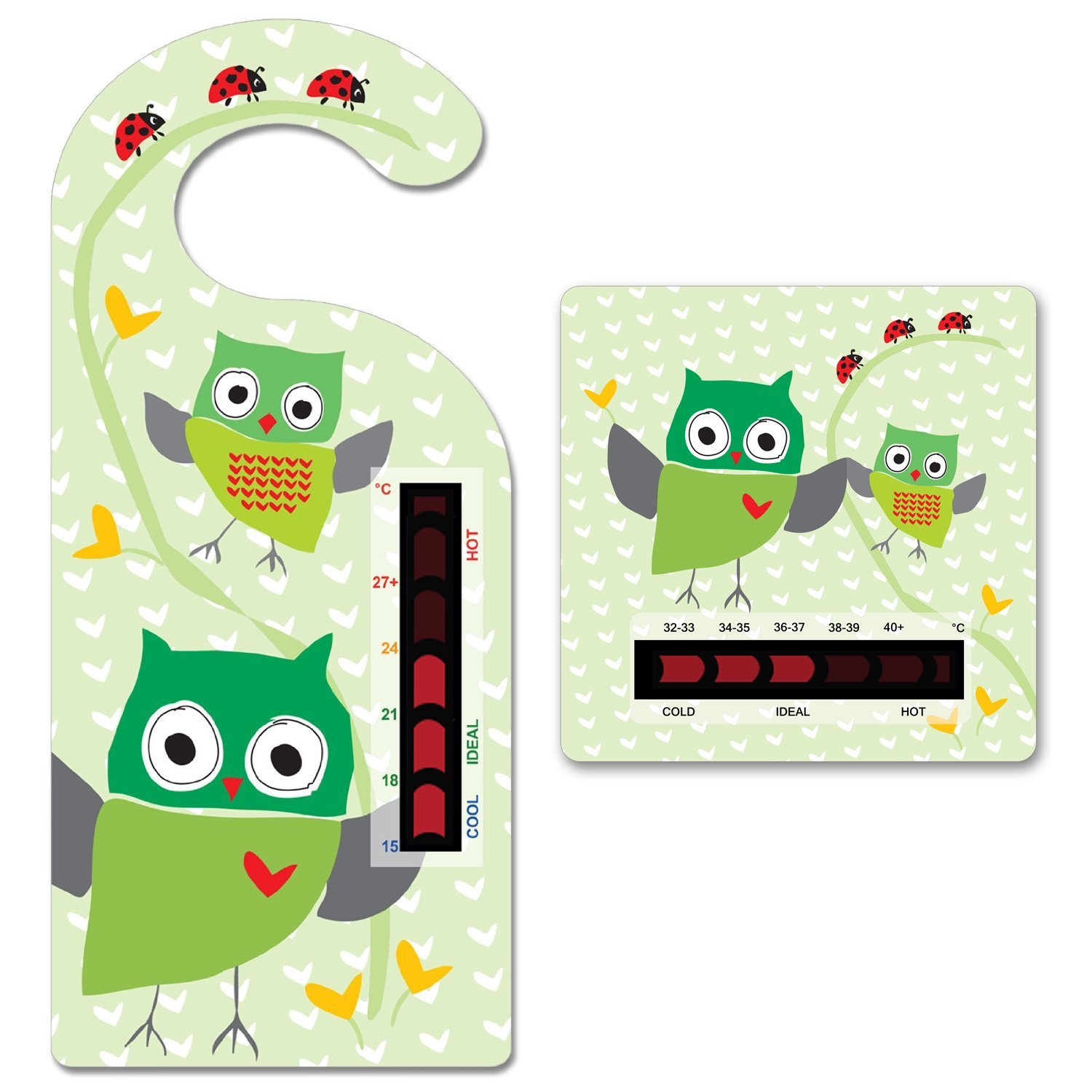 Baby Owl Room Thermometer Hanger and Owl Bath Thermometer Liquid Crystal Technology