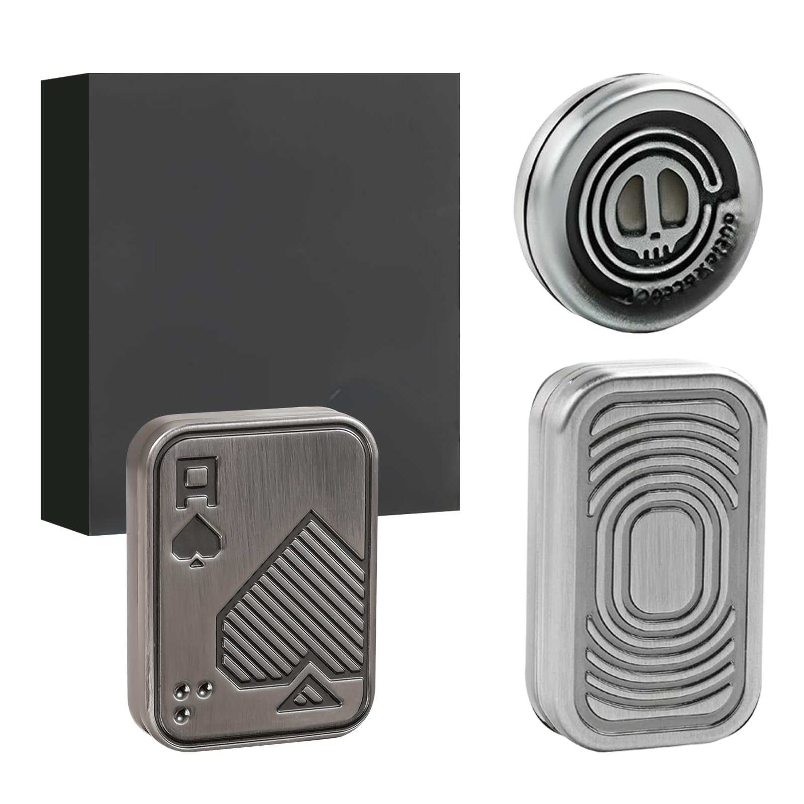 Sunny Power Metal Poker Fidget Toys Adults, Novelty Gag Metal Poker Push Card EDC Fidget Slider, Portable Stress Relief Toy, Magnetic Slider Anxiety Reducer Hand Spinners Gift for Men and Women