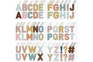MOSA BEAR 240 PCS Large Letter Stickers, 24 Sheets Pastel Colors Alphabet Stickers, Simple Style Vinyl Letter Stickers, Self Adhesive Stickers for Bulletin Board Poster Classrooms Decor