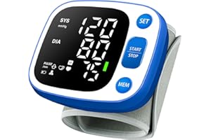 Oklar Blood Pressure Monitors for Home Use Rechargeable Wrist Digital BP Machine Cuff with LED Backlit Display, Voice Broadcast, 240 Memory Storage for 2 Users with Carrying Case, Blue