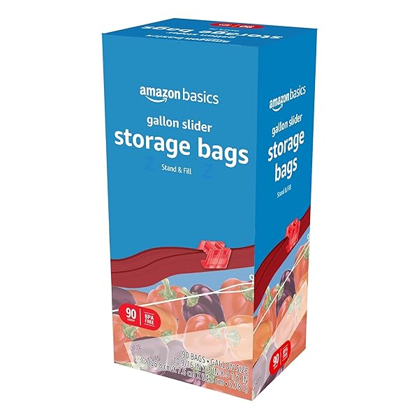 AMAZON BASICS SLIDER GALLON FOOD STORAGE BAGS, BPA FREE, 90 COUNT