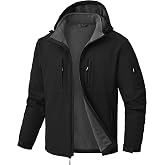 Zoofly Men's Waterproof Fleece Lined Softshell Jackets | Warm, Insulated, Winter, Removable Hood, 9 Pockets, Water Resistant, for Hiking, for Travel