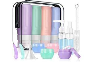 JBYAMUS 16 Pcs Silicone Bottles Set, Leak-Proof Design, Travel Size, TSA Approved for Toiletries, Portable Containers and Best Gifts for Women (BPA Free)