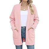 Micoson Women's Long Sleeve Open Front Knit Cardigan Sweaters 2025 Casual Loose Jacket Coat with Pockets