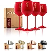 Gusto Nostro Valentine’s Day Gift Stainless Steel Wine Glass – 18 oz Red, Unbreakable Colorful Wine Glasses for Travel, Camping and Pool – Cute, Unique Metal Wine Glass for Outdoor, Picnics (Set of 4)