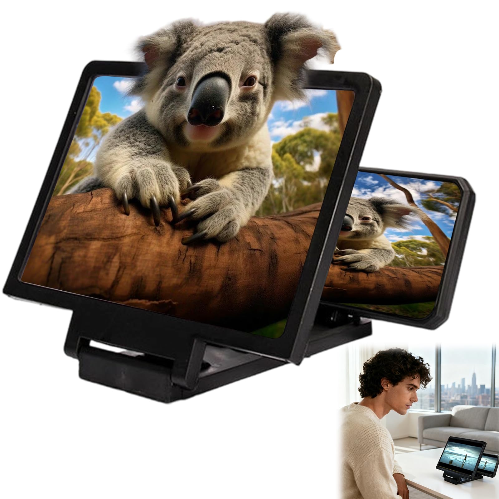 Photo 1 of 12" Big HD Screen Phone Magnifier, Pull-Out Phones Screens Amplifier, Lightweight and Foldable Phone Screen Magnifier with All Phones for Movies, Videos and Gaming (Black)