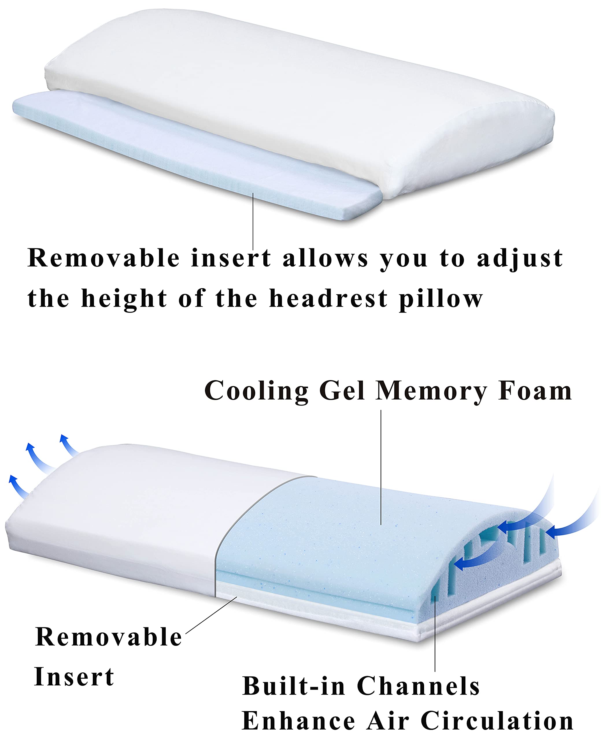 InteVision Extra Large Bed Wedge Pillow (33 x 30.5 x 12 inch) and Headrest Pillow in One Package - Helps Relief from Acid Reflux, Post Surgery, Snoring - Egyptian Cotton Cover - 2 inch Memory Foam Top