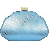 Milumia Women's Metallic Shell Clutch Purse Cocktail Wedding Guest Evening Handbags with Chain Strap