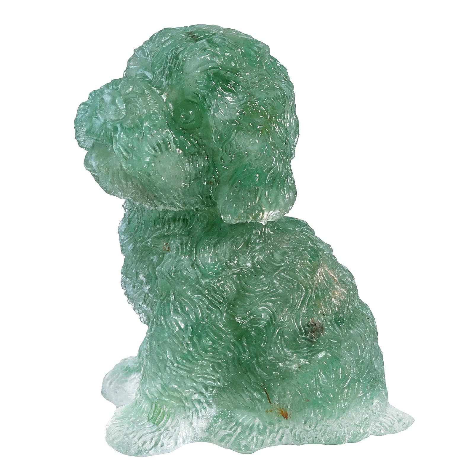 Mookaitedecor 6.5cm Green Aventurine Crystal Sitting Dog Figurine - Healing Crystal Puppy Gift, Resin Animal Stone Statue Good Luck Desk Decoration & Cute Room Decor