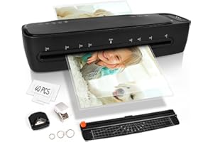 ZYERCH 13 Inch A3 Laminator Machine, 9 in 1 Desktop Thermal Never Jam With 40 Pouches, Paper Trimmer and Corner Rounder, 1Min Fast Warm-Up for Home Office School Use, Black