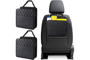 Car Organizer Back Seat, 2 Packs Foldable PU Leather Car Backseat Organizer Storage Bags Essentials Accessories for Vehicle S