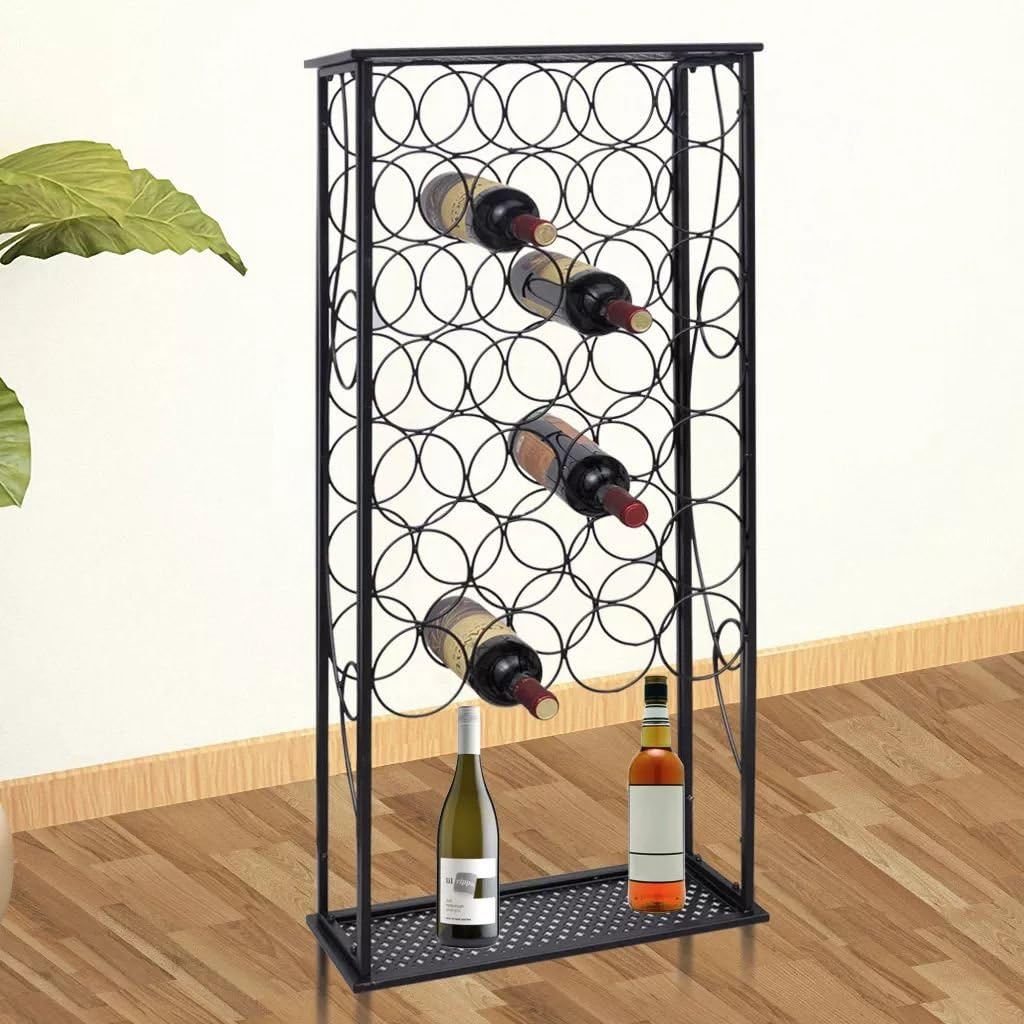 Best Vidaxl Metal Wine Cabinet Rack Stand For 28 Bottles