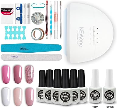 Girlydream Kit Complet Vernis Semi Permanent La Plus Puissante 48w Lampe Uv Sèche Ongles 6 Flacons Vernis Gel Soak Off Manucure Accessoires Décor