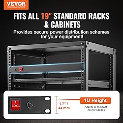 VEVOR 8 Outlet Horizontal 1U Rack Mount PDU Power