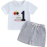 Vicaankue Baby Boy First Birthday Outfit Duck Cake Fishing One Embroidery Short Sleeve T-Shirt Tops and Plaid Shorts Set