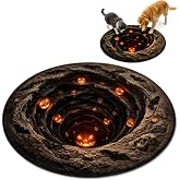 Halloween 3D Optical Illusion Rug, Candy Corn Abyss Quilted Round Mat，A | Novelty Ghost Skeleton 3D Halloween Rug with Spooky Depth Design, Soft Fabric Non-slip for Bathroom Bedroom (24 * 24in)