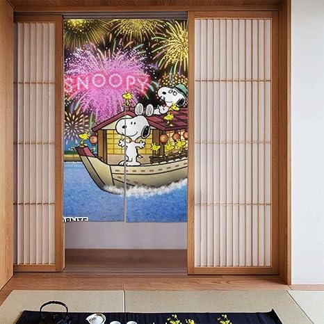 Amazon スヌーピー のれん 仕切り 遮光 目隠し 布のれんおしゃれ ロング 間仕切り 暖簾 ロング 洗面所 飲食店 キッチン 出入り口one Size のれん オンライン通販