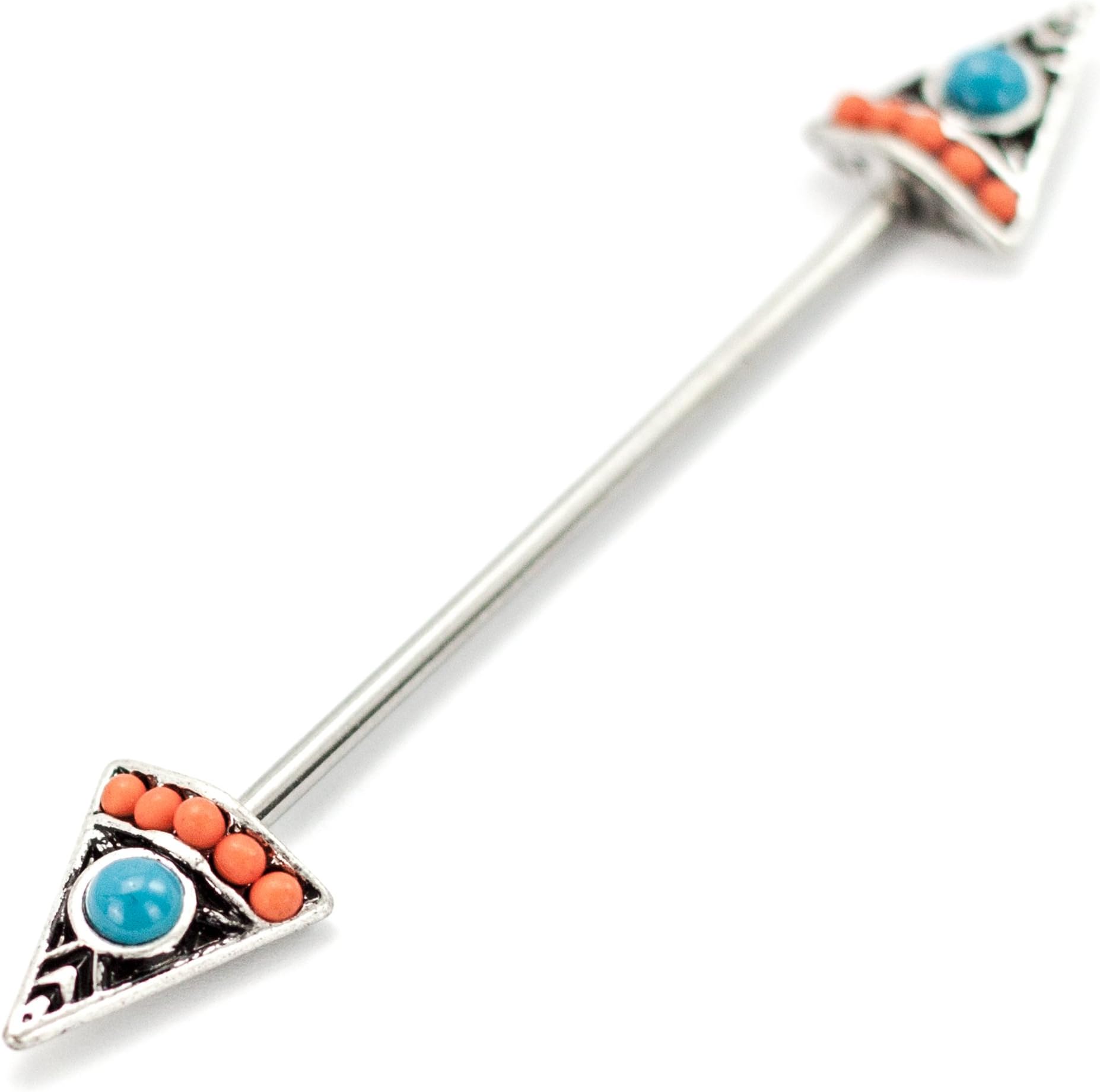 14G Multi Color Beads Industrial Barbell Earring 316L Surgical Steel Ear Body Piercing Jewelry 38mm