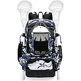 KAVIGOR Lacrosse Bag 65L, Extra Large Lacrosse Gear Backpack with Multi-Pocket Design, Helmet Holder & Ventilated Shoe Compartment