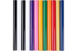 HTVRONT HTV Heat Transfer Vinyl -13 Pack HTV Vinyl Sheets, 12" x 10" Iron on Vinyl for T Shirts, 10 Assorted Premium Colors Heat Transfer Vinyl for All Cutting Machines