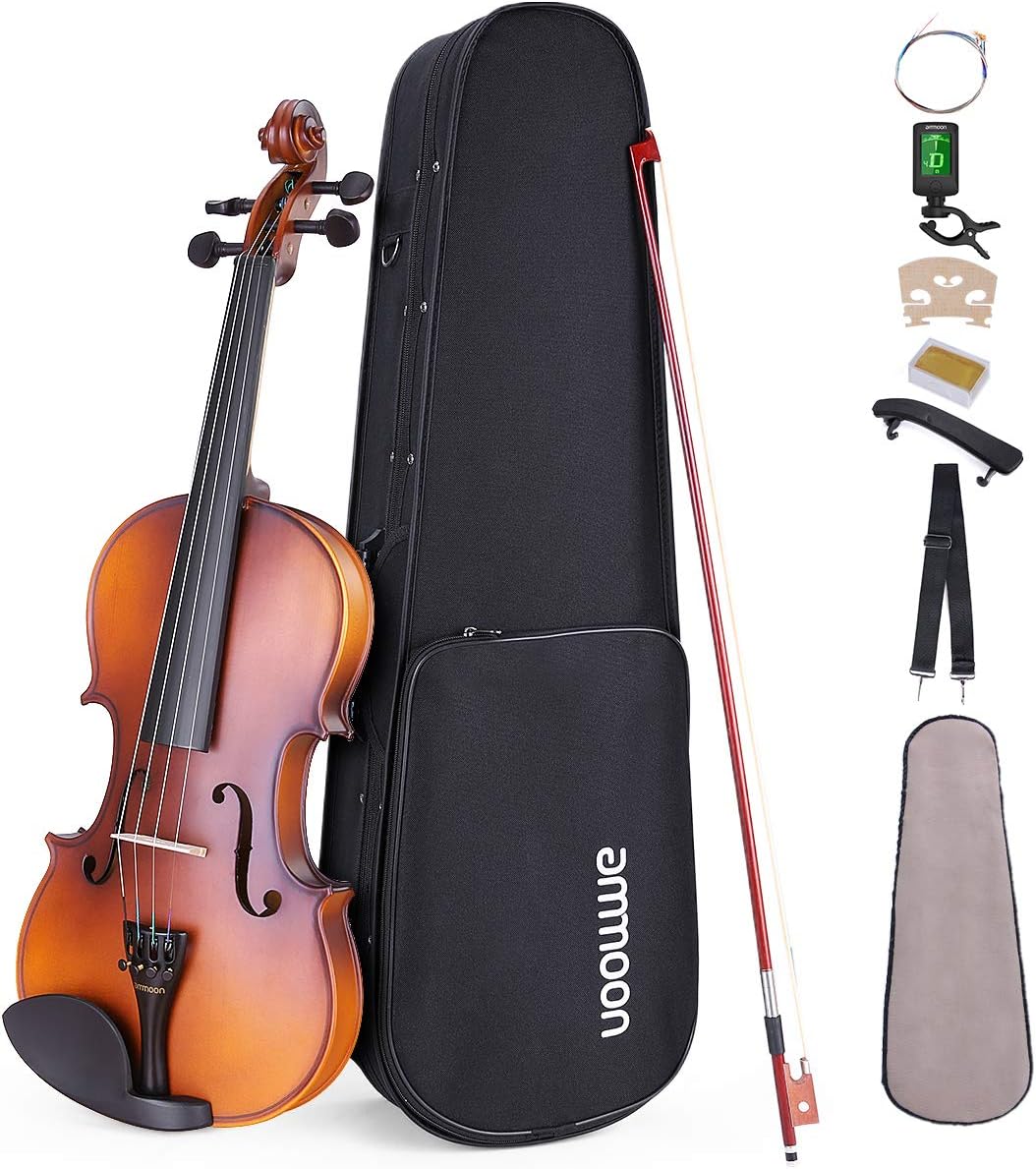 ammoon Violin Matte Acoustic 1/4 Violin Fiddle White Pine Topboard