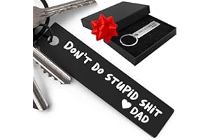 RED DOT LASER ENGRAVING Dont Do Stupid Sht Key Chain - Laser Engraved Keychain for New driver, Son or Daughter Gift - (Black, Don't Do Stupid - Love Dad)